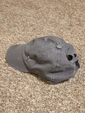 C.C Distressed Gray Pony Tail Baseball Cap